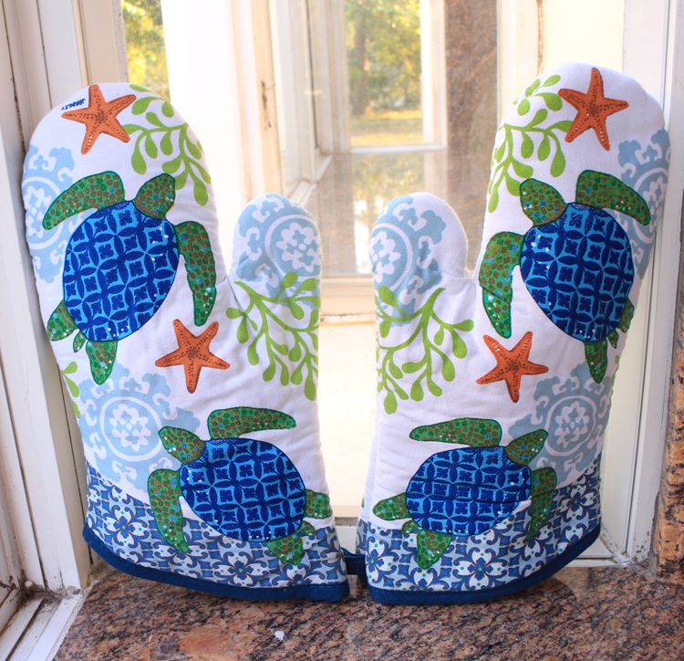 Kitchen cotton printing quilting turtle oven glove - copy