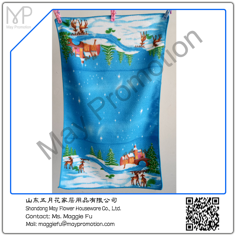 促销圣诞驯鹿超细纤维印刷外贸出口毛巾