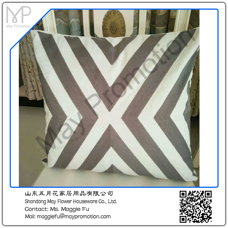 May flower grey geometrical pattern embroidery cushion
