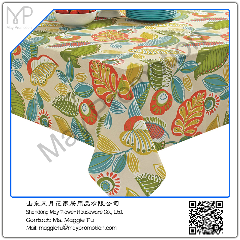 stain resistant printed polyeseter flowers table cloth