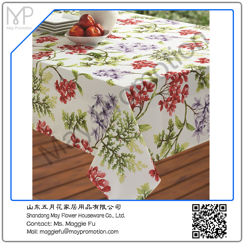 stain resistant printed polyeseter leaves table cloth